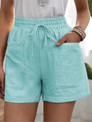 Women’s High-Waisted Linen Shorts – Casual Summer Sweatshorts with Pockets