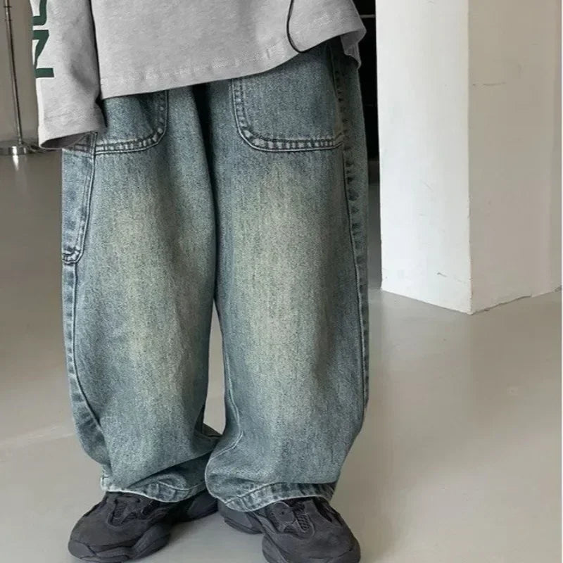 Kids' Wide Leg Jeans with Big Pockets