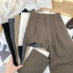 Women's High-Waisted Harem Trousers – Smart Casual Office Suit Pants