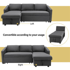 Dark Grey 3-Seater Corner Sofa Bed – L-Shaped Sofa with Storage