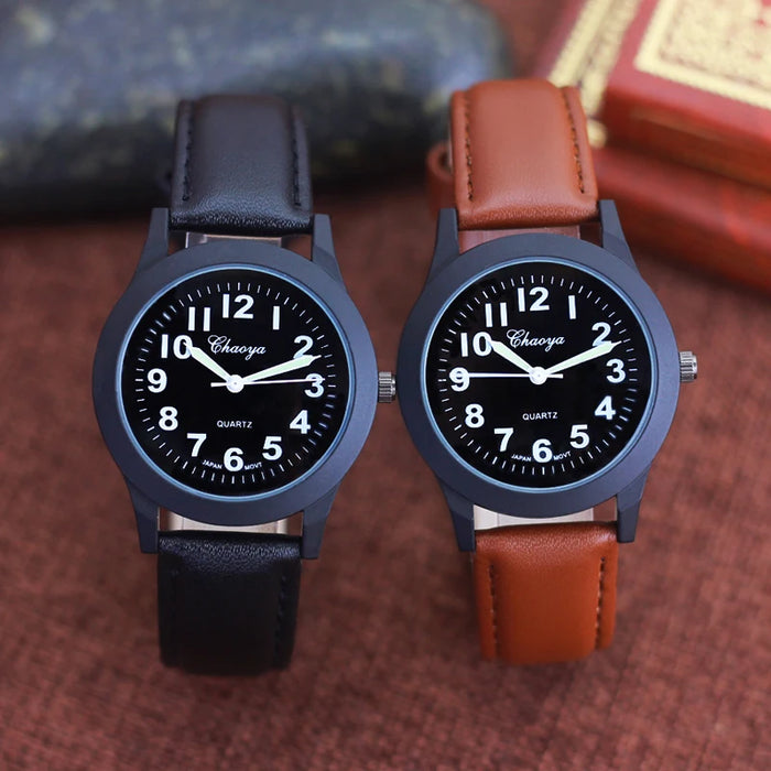 Classic Waterproof Leather Strap Quartz Watch