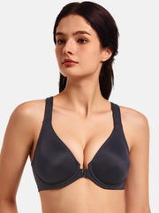 MELENECA Seamless Racerback Front Closure Bra – Full Coverage, Underwire Support