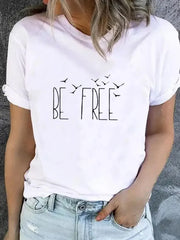 Trendy Graphic Print T-Shirt – Casual Short Sleeve Women’s Tee