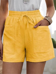 Women’s High-Waisted Linen Shorts – Casual Summer Sweatshorts with Pockets