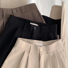 Women's High-Waisted Straight-Leg Trousers – Elegant Office & Casual Suit Pants