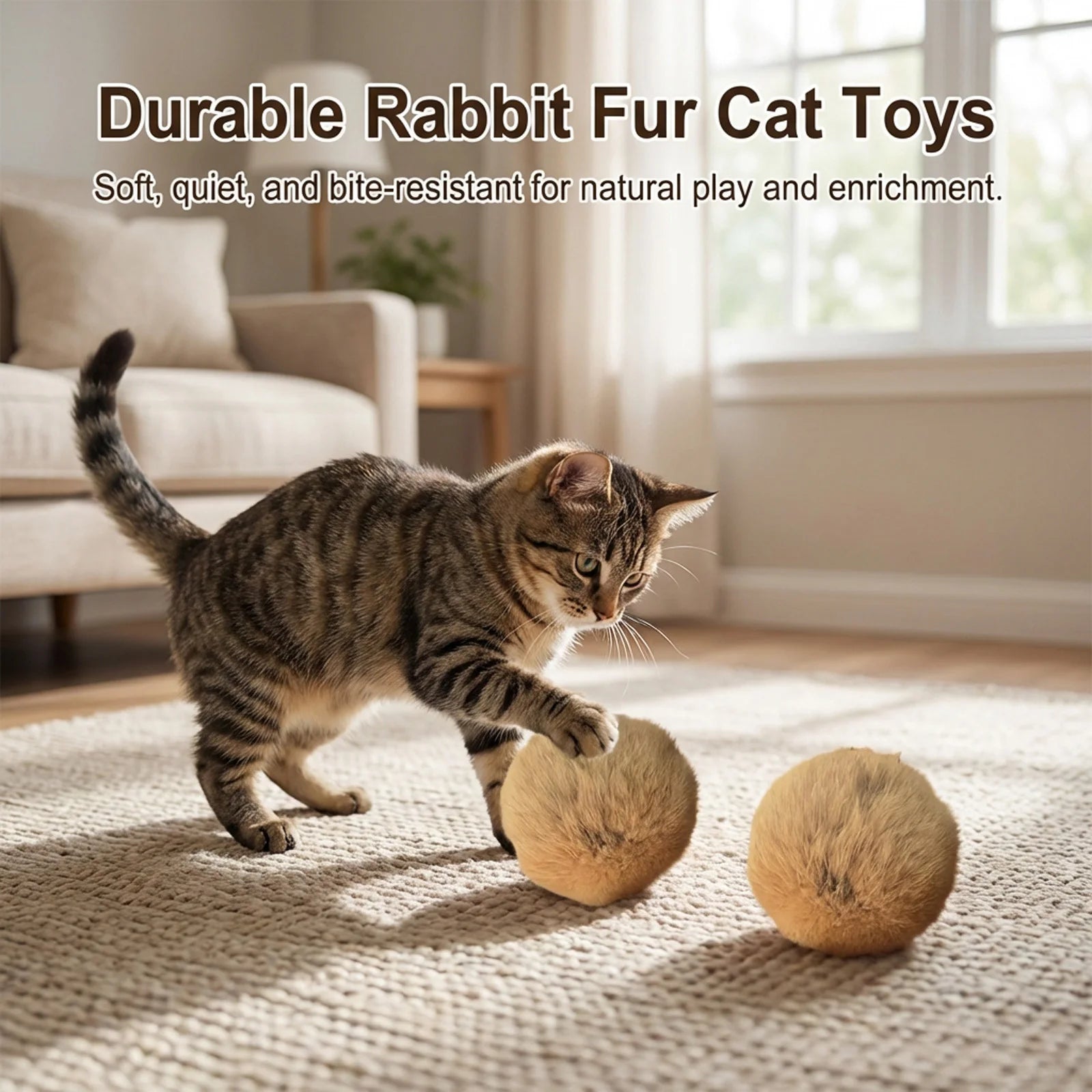 Faux Fur Pom Pom Cat Balls with Catnip