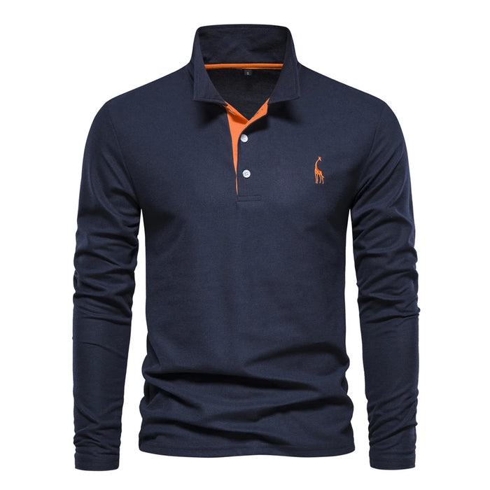 StagEmblem Men's Embroidered Polo, Long Sleeve