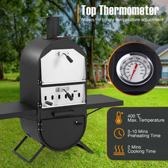 GOFLAME Outdoor Wood-Fired Pizza Oven – 2-Layer Cooking with Protective Cover