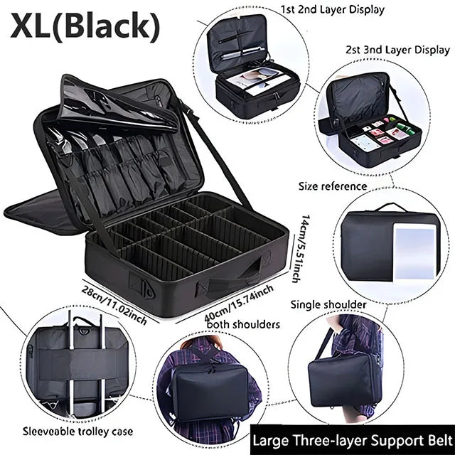 Large Makeup Case with Adjustable Dividers