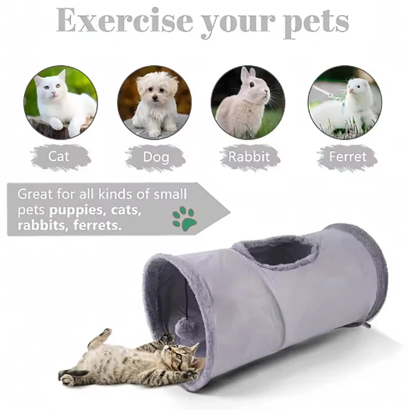 Foldable Plush Cat Tunnel