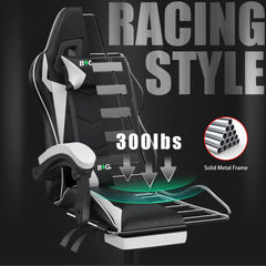 EliteGamer Ergonomic Gaming Chair – Reclining Chair with Footrest & Lumbar Support