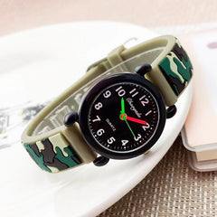 Kids' Camouflage Silicone Strap Quartz Watch