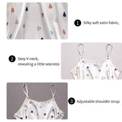 Floral Satin Nightdress – Sexy Sleeveless Silk Sleepwear