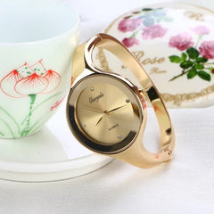 MOONBIFFY Minimalist Gold Cuff Women’s Quartz Watch