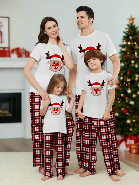 Cosy Family Christmas Pyjamas - Santa & Snowflake Print