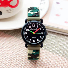 Kids' Camouflage Silicone Strap Quartz Watch