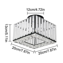 Minimalist Square Crystal LED Ceiling Light – Modern Flush Mount Chandelier