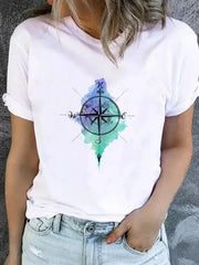 Trendy Graphic Print T-Shirt – Casual Short Sleeve Women’s Tee