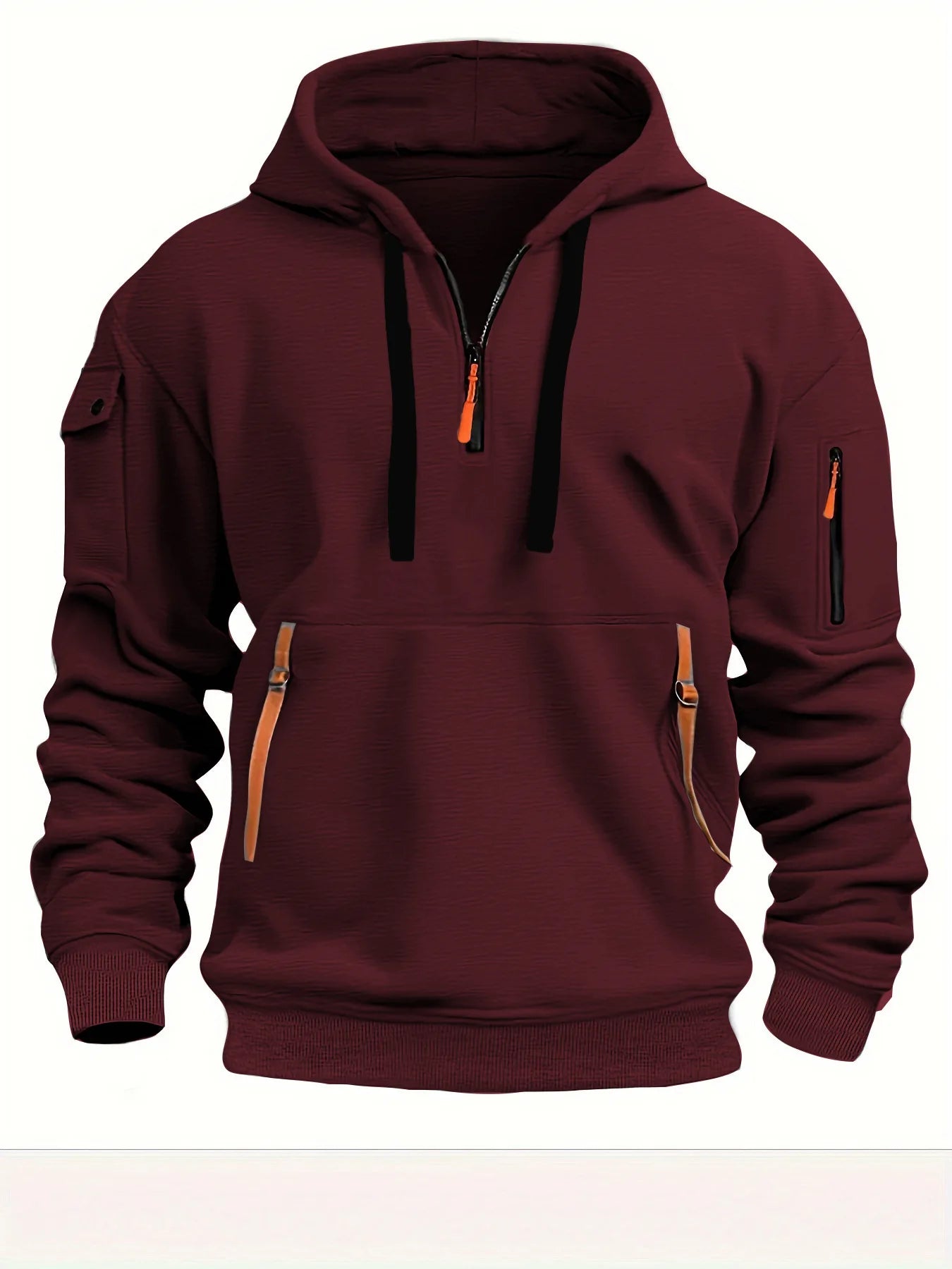 Men's Half-Zip Sports Hoodie with Zip Pockets