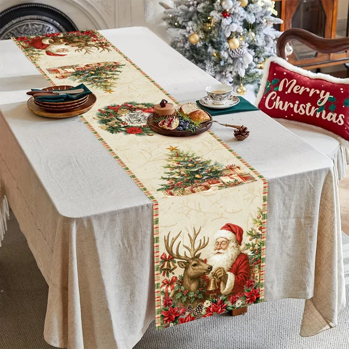 Christmas Table Runner, Vintage Santa Print, 35 x 180cm, alternative view