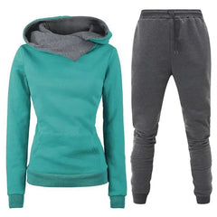 Women's Fleece-Lined Tracksuit – Hooded Sweatshirt & Joggers Set