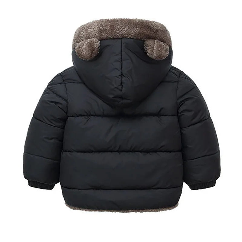Kids' Fleece Lined Puffer Jacket with Bear Ears