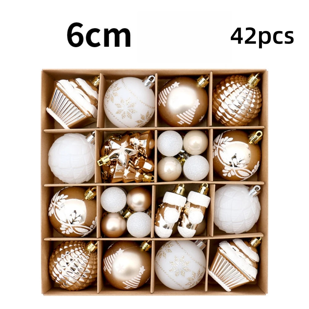 Painted Christmas Bauble Set, 42 Pieces