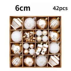 Painted Christmas Bauble Set, 42 Pieces