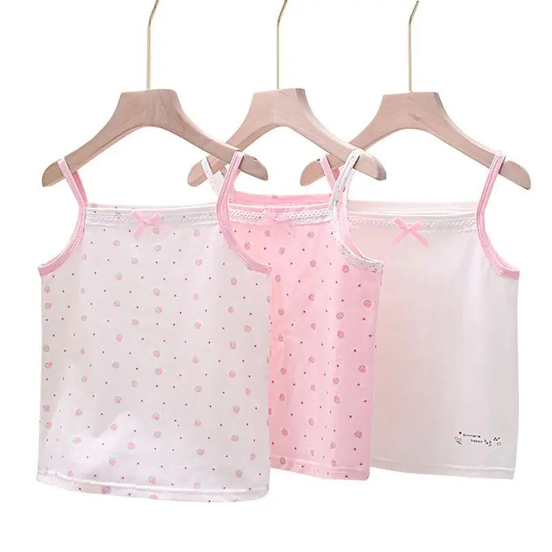 Girls' Cotton Vest Tops, Pack of 3