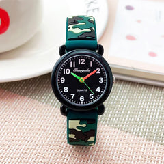 Kids' Camouflage Silicone Strap Quartz Watch