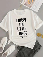 Love Letter Print Graphic T-Shirt – Casual Short Sleeve Women’s Tee