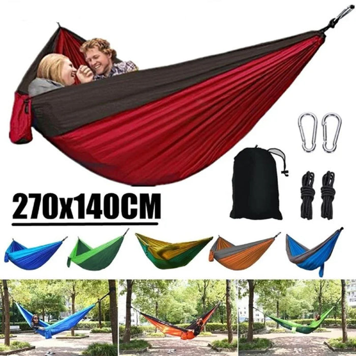Portable Single-Person Camping Hammock, High-Strength Parachute Fabric