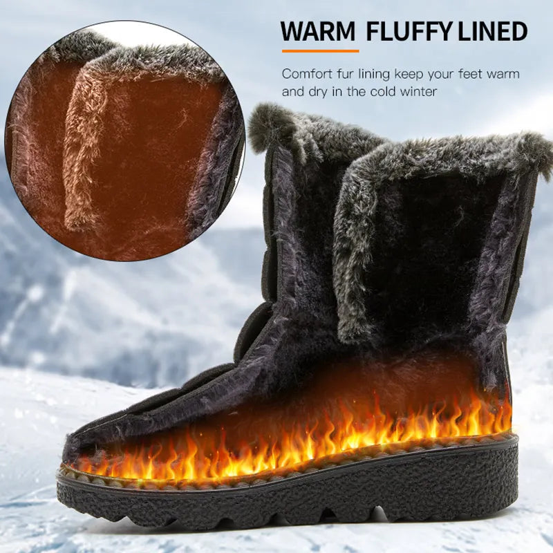 Women's Faux Fur Lined Low Heel Winter Boots