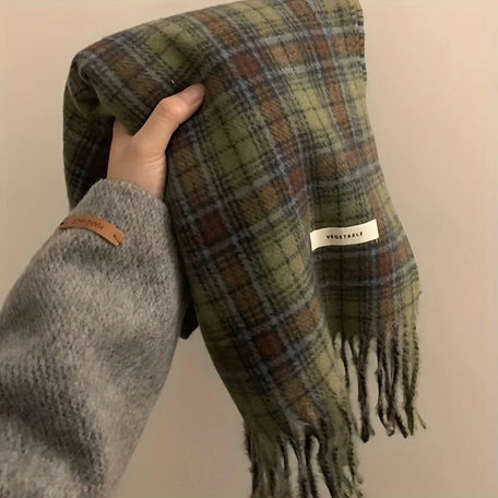 Green tartan tassel scarf, Green Tartan