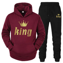 King & Queen Couple Tracksuit – Matching Hoodie & Joggers Set
