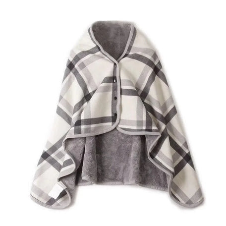 Wearable blanket wrap, Grey and White Check
