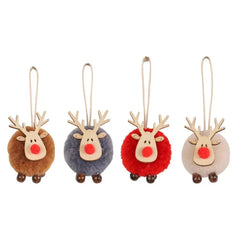 Felt Reindeer Christmas Decorations, Set of 4