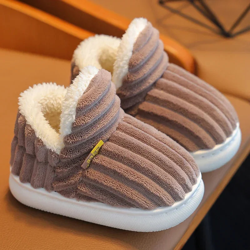 Kids' Striped Plush Slippers