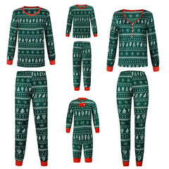 Matching Family Christmas Pyjamas, Green Fair Isle Print