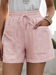 Women’s High-Waisted Linen Shorts – Casual Summer Sweatshorts with Pockets
