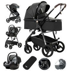 3-in-1 Luxurious Baby Stroller – High Landscape Travel Pram with Baby Carrier