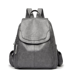 Women's Large Capacity PU Leather Backpack – Stylish Travel & School Bag