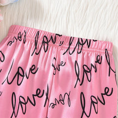 Girls’ Heart Print Pyjama Set – Long Sleeve Button-Up Sleepwear with Eye Mask