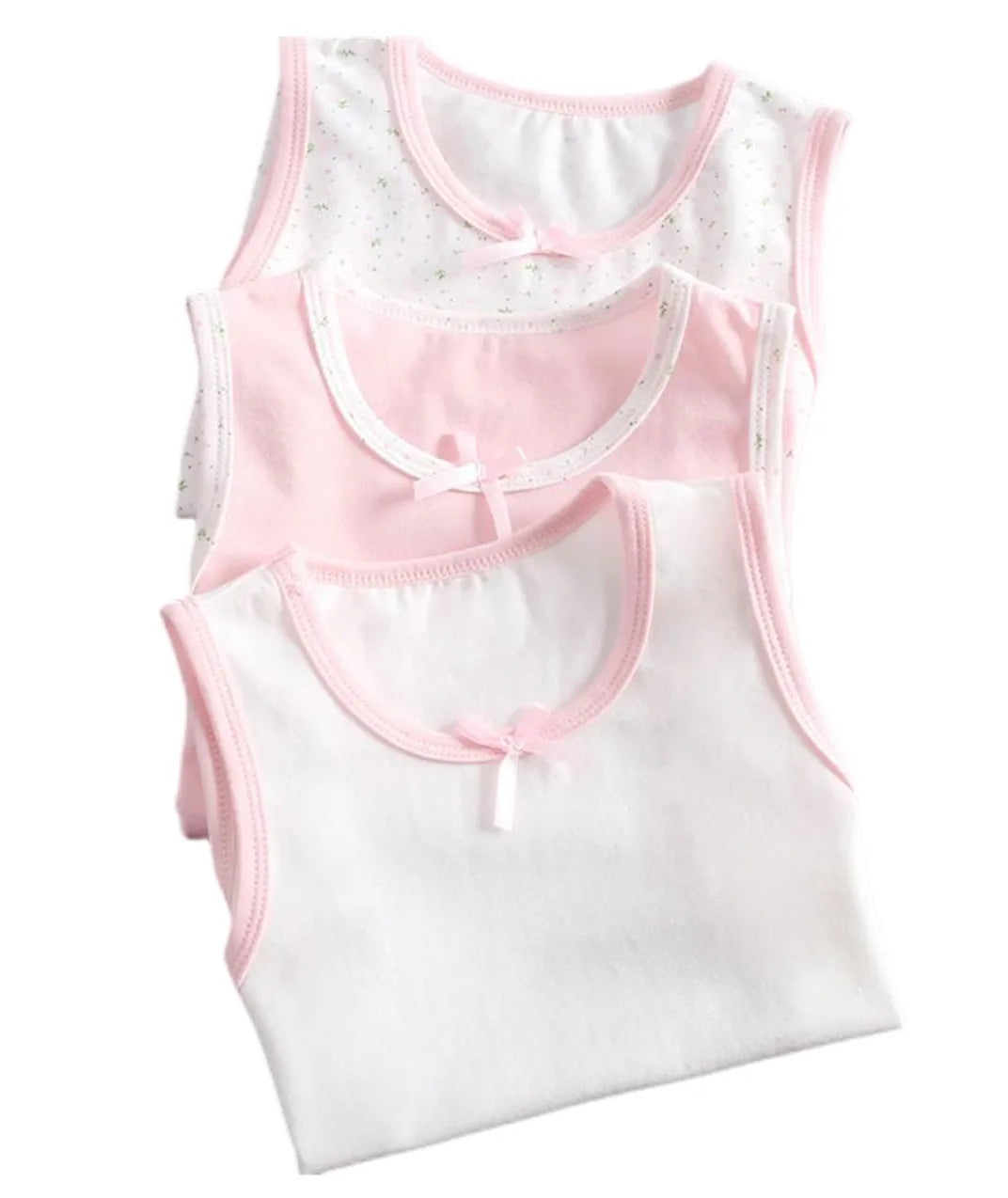 Girls' Cotton Vest Tops, Pack of 3