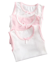 Girls' Cotton Vest Tops, Pack of 3