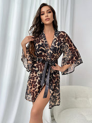 Leopard Print Kimono Robe