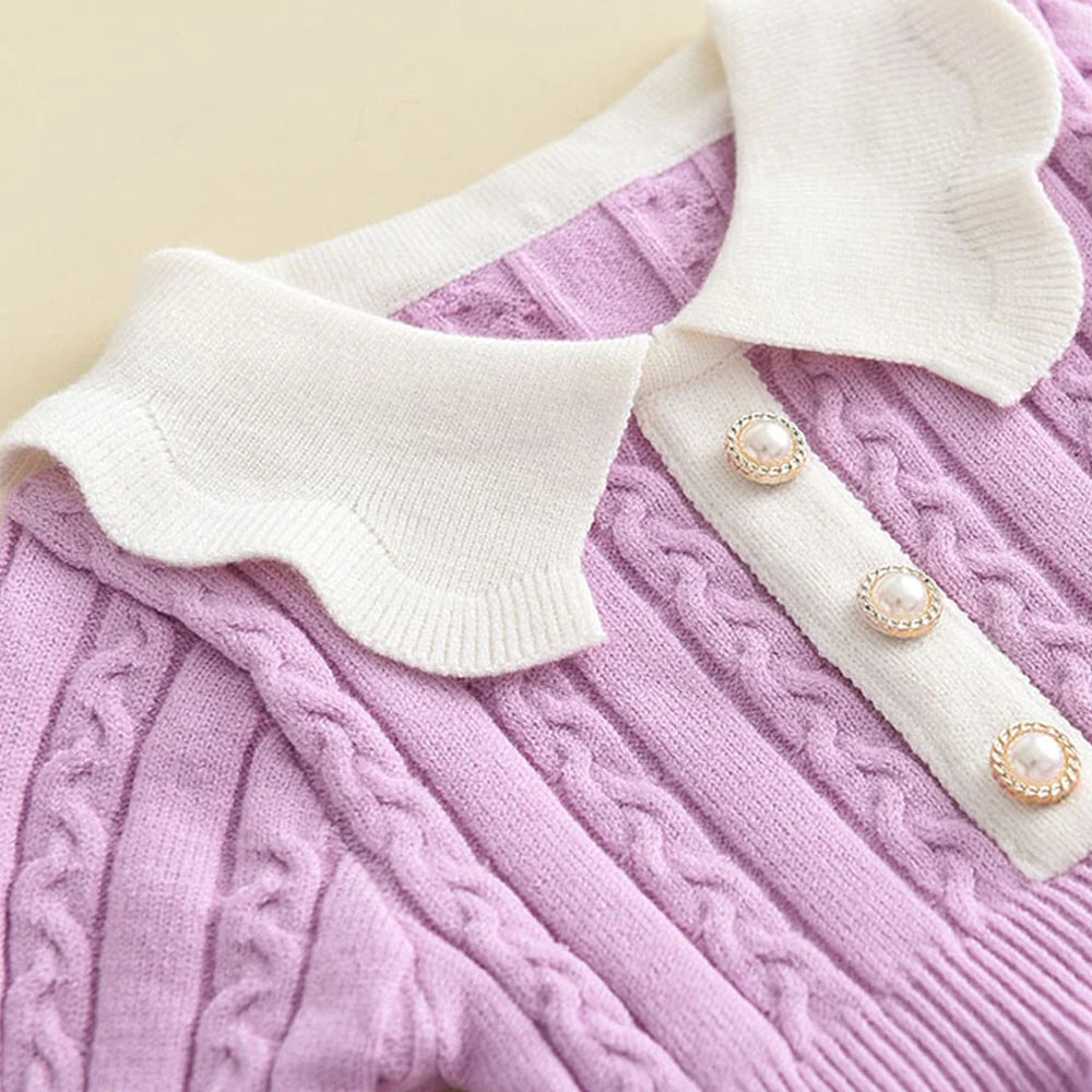 Girls' Ruffle Collar Knitted Jumper Dress