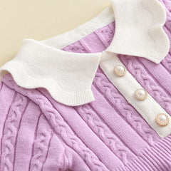 Girls' Ruffle Collar Knitted Jumper Dress