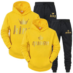 King & Queen Couple Tracksuit – Matching Hoodie & Joggers Set