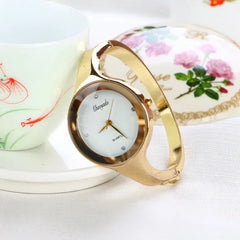 MOONBIFFY Minimalist Gold Cuff Women’s Quartz Watch